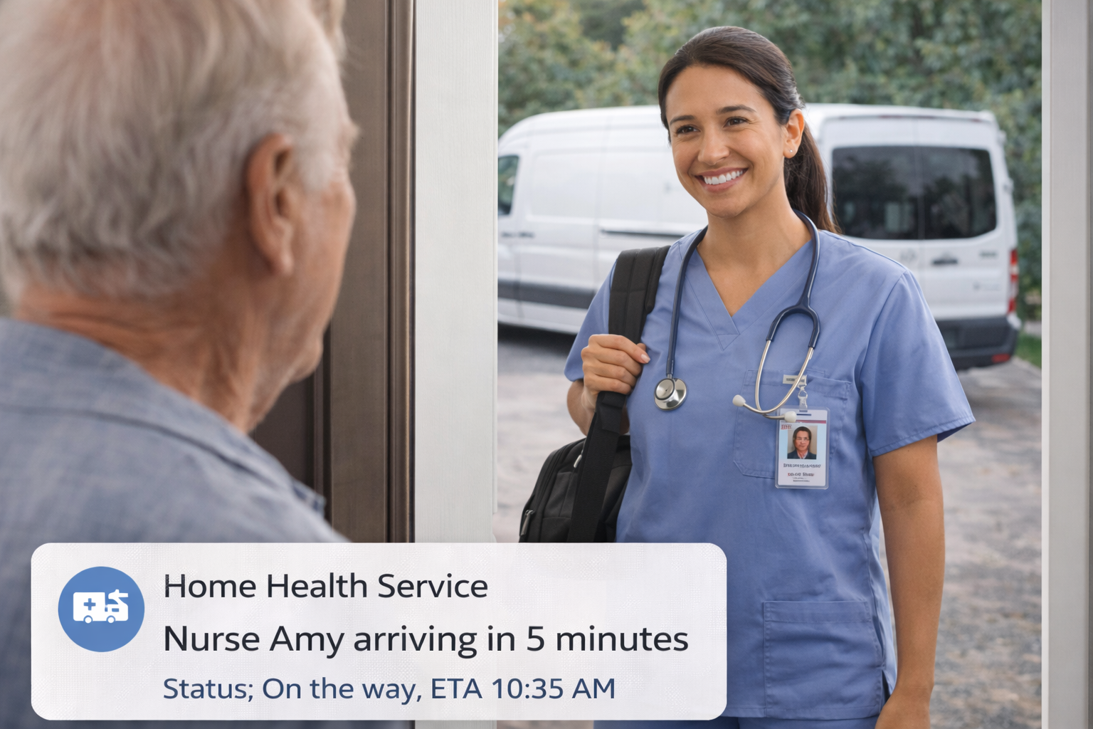 Visiting nurse providing home healthcare services