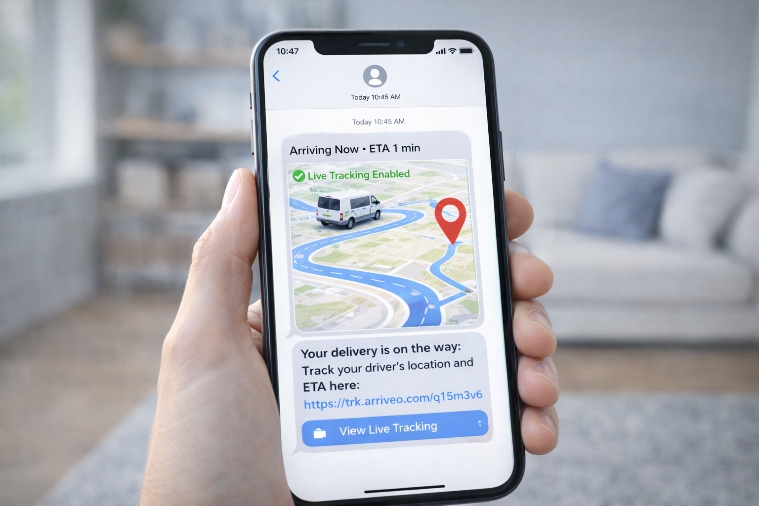 Customer opens live tracking link